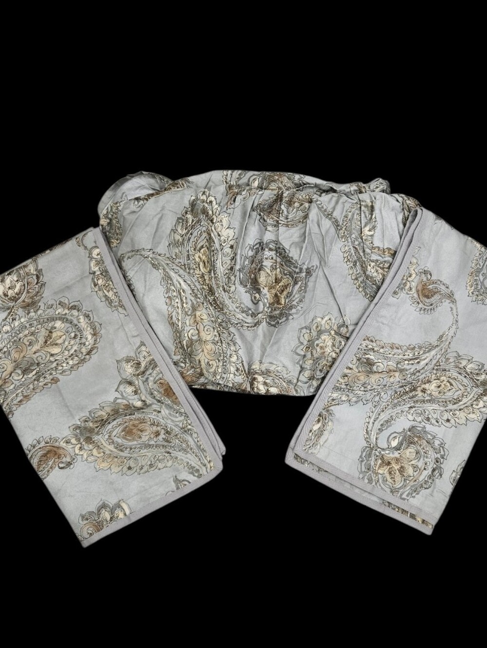 Chaps Ralph Lauren Cold Spring Paisley KING Bedskirt & Shams Gray Sateen NWOT